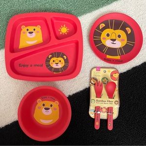 🦁 Daiso Safari Kids Dinnerware/Flatware Set